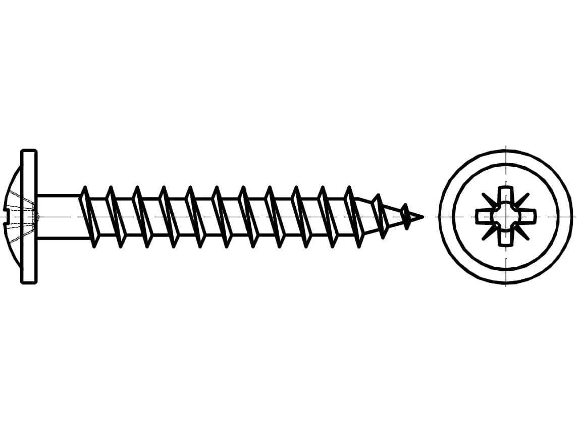 EB 88193 rondela başlı ve Phillips soketli sertleştirilmiş vidalar EB 88193 rondela başlı ve Phillips soketli sertleştirilmiş vidalar