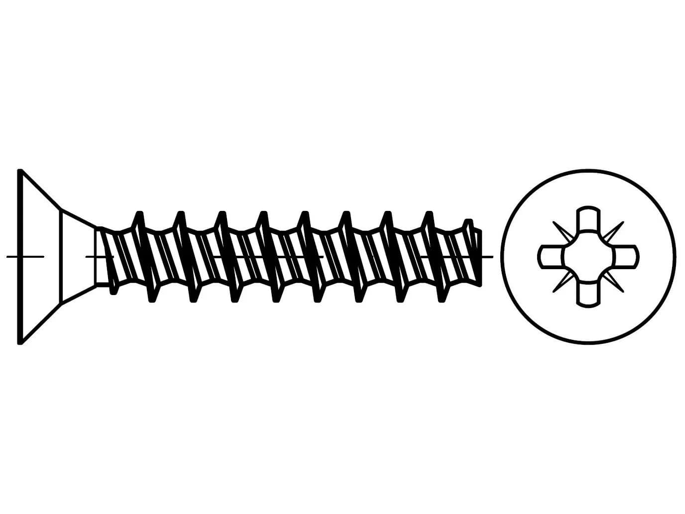 EB 89700 Gömme başlı ve PZ soketli plastik için sertleştirilmiş vidalar EB 89700 Gömme başlı ve PZ soketli plastik için sertleştirilmiş vidalar