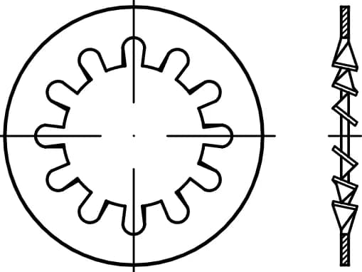 DIN 6797 J / PN 82023 içten tırtıklı yaylı rondelalar DIN 6797 J / PN 82023 içten tırtıklı yaylı rondelalar