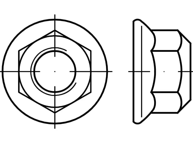 MBN 13023 kendinden kilitlemeli flanş somunları MBN 13023 kendinden kilitlemeli flanş somunları