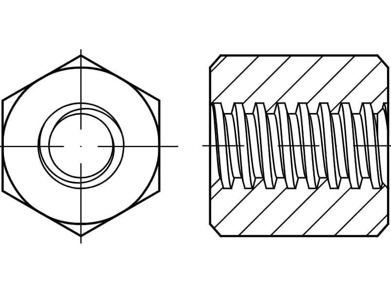 EB 88090 trapez dişli altıgen somunlar EB 88090 trapez dişli altıgen somunlar