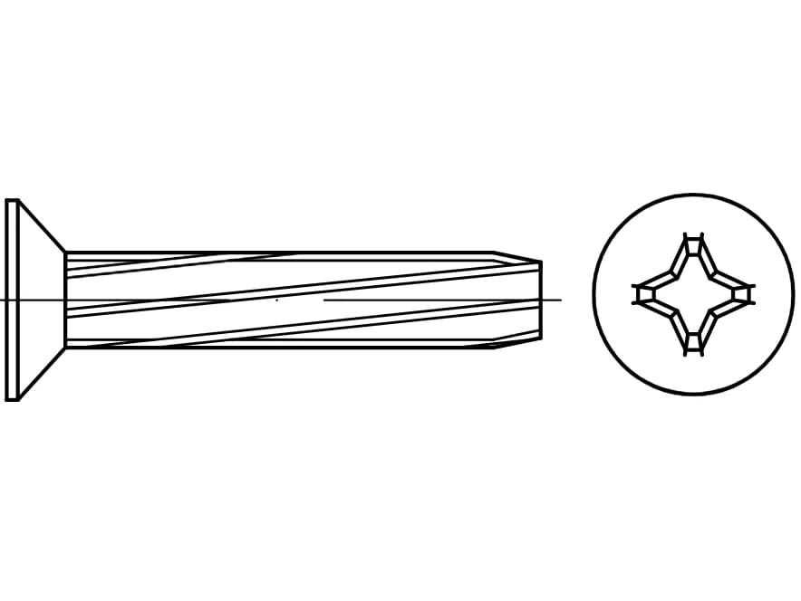 DIN 7516 D gömme başlı kendinden diş açan vidalar