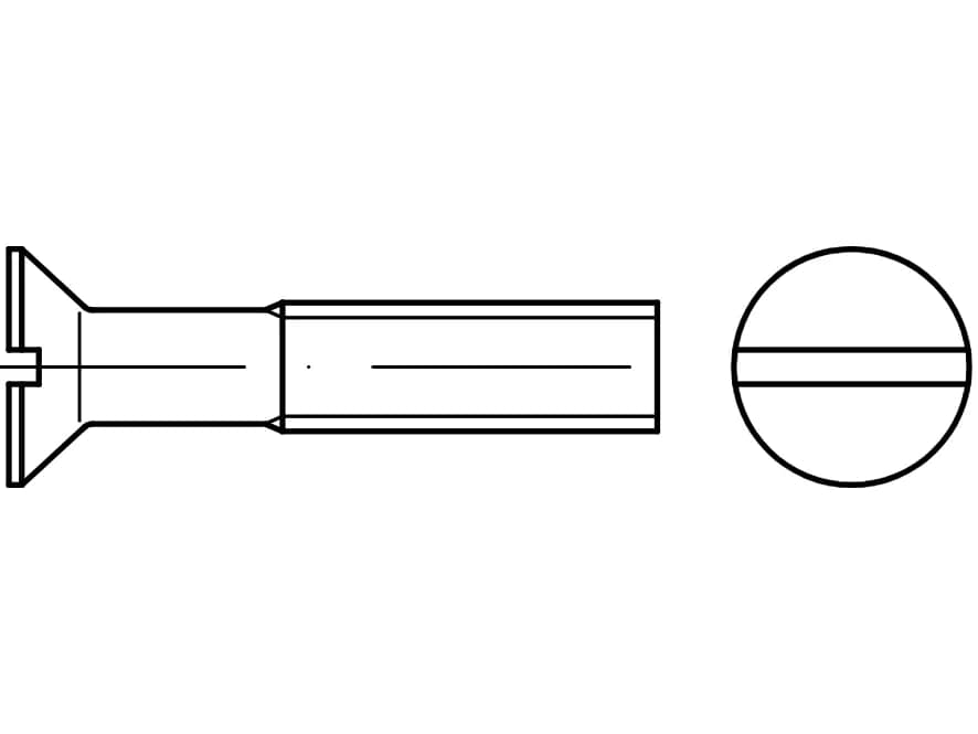 DIN 963 / ISO 2009 / PN 82207 düz tornavida için gömme başlı vidalar