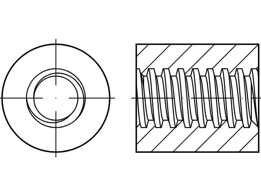 EB 88089 trapez dişli yuvarlak somunlar