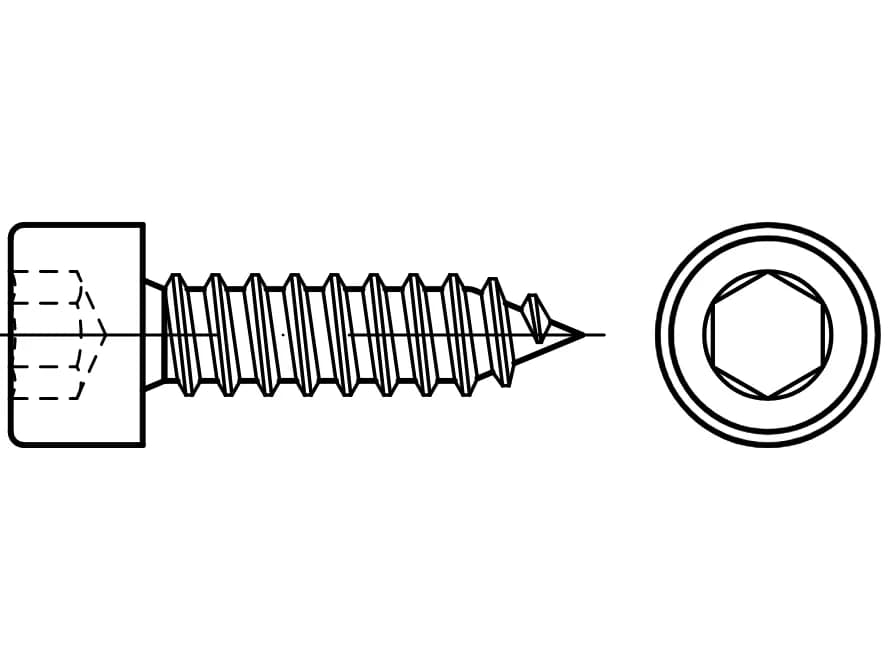 EB88312 silindirik başlı ve Allen soketli sac vidaları